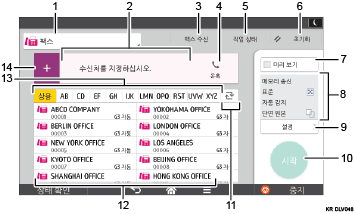 조작 패널 화면 그림(번호로 각 부분 표시)