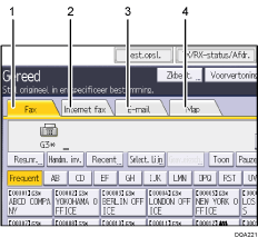 Genummerde afbeelding van het scherm van het bedieningspaneel
