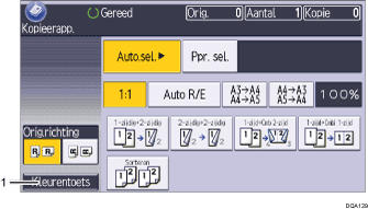 Genummerde afbeelding van het scherm van het bedieningspaneel