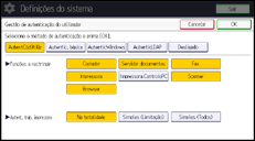 Ilustração do ecrã do painel de operação