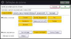 Ilustração do ecrã do painel de operação