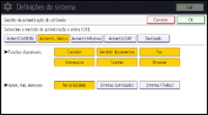 Ilustração do ecrã do painel de operação