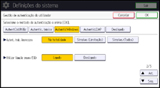 Ilustração do ecrã do painel de operação