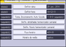Ilustração do ecrã do painel de operação
