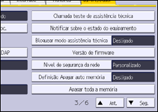 Ilustração do ecrã do painel de operação