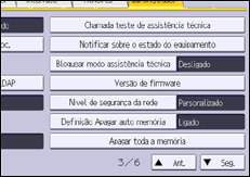 Ilustração do ecrã do painel de operação