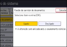 Ilustração do ecrã do painel de operação