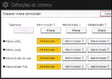 Ilustração do ecrã do painel de operação