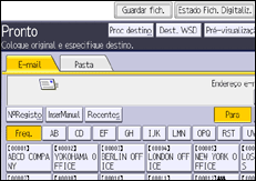 Ilustração do ecrã do painel de operação