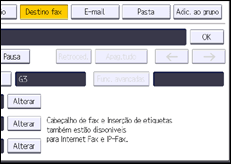 Ilustração do ecrã do painel de operação