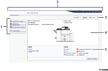 Ilustração com numeração do ecrã do Web browser