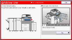 Ilustração do ecrã do painel de operação