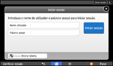 Ilustração do ecrã do painel de operação