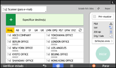 Ilustração do ecrã do painel de operação