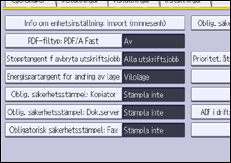 Bild av användarpanelens skärm