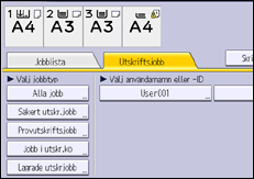 Bild av användarpanelens skärm