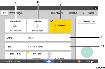 Bild av användarpanelen (numrerade detaljer)