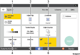 İşlem paneli ekran gösterimi numaralandırılmış balonlu resim