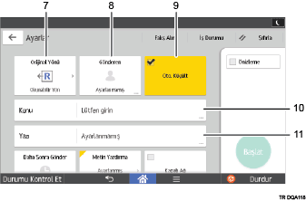 İşlem paneli ekran gösterimi numaralandırılmış balonlu resim