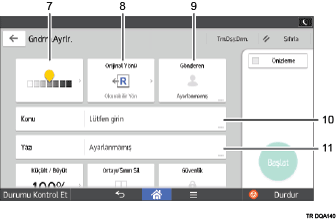 İşlem paneli ekran gösterimi numaralandırılmış balonlu resim