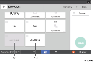 İşlem paneli ekran gösterimi numaralandırılmış balonlu resim