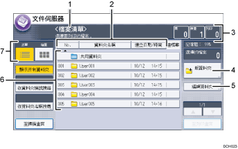 操作面板畫面說明圖編號標註說明圖