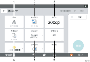 操作面板畫面說明圖編號標註說明圖