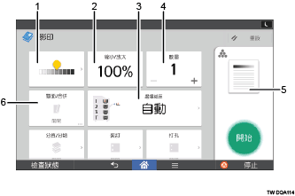 操作面板畫面說明圖編號標註說明圖