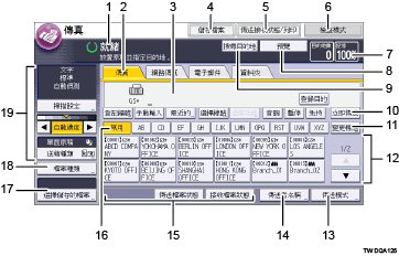 操作面板畫面說明圖編號標註說明圖