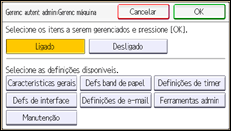 Ilustração da tela do painel de operação