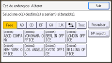 Ilustração da tela do painel de operação