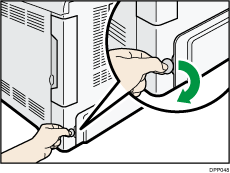 Ilustração do lado posterior da impressora
