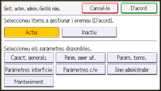 Il·lustració de pantalla del panell d'operacions