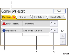Il·lustració de crida numerada de la pantalla del panell d'operacions