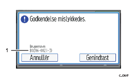 Nummereret illustration af skærmbilledet på betjeningspanelet