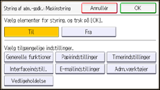 Illustration af displayet på betjeningspanelet