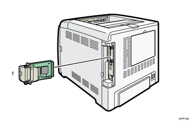 Nummereret illustration af printerens bagside