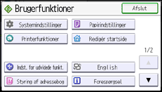 Illustration af displayet på betjeningspanelet