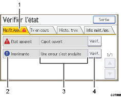 Illustration avec légende numérotée du panneau de commande