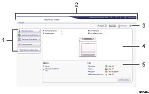 Illustration de l'écran du navigateur Web avec légende numérotée