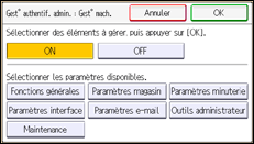 Illustration de l'écran du panneau de commande