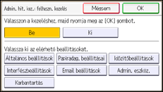 A kezelőpanel ismertetése