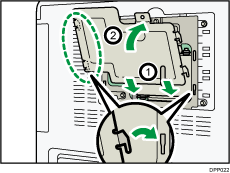 Illustrazione del lato posteriore della stampante