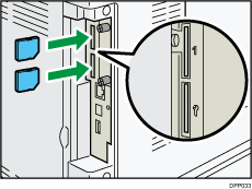 Illustrazione del lato posteriore della stampante