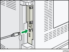 Illustrazione del lato posteriore della stampante