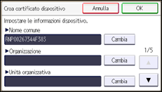 Illustrazione della schermata sul pannello di controllo