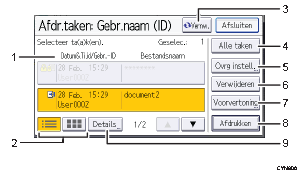 Afbeelding van bedieningspaneel