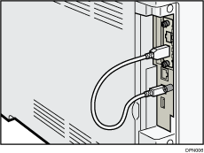 Illustratie achterzijde van de printer