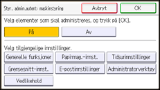 Illustrasjon av betjeningspanelet