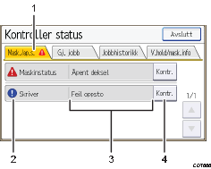 Nummerert illustrasjon av betjeningspanelet